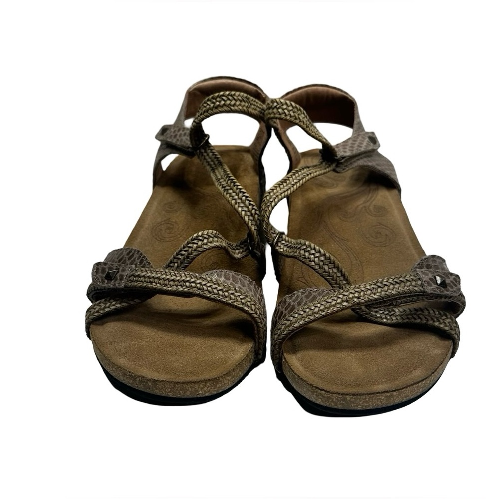 Taos Sz EU 42 (US 11-11.5) Trulie Ankle Strap Brown Braided Wedge Sandal EUC - Picture 6 of 10